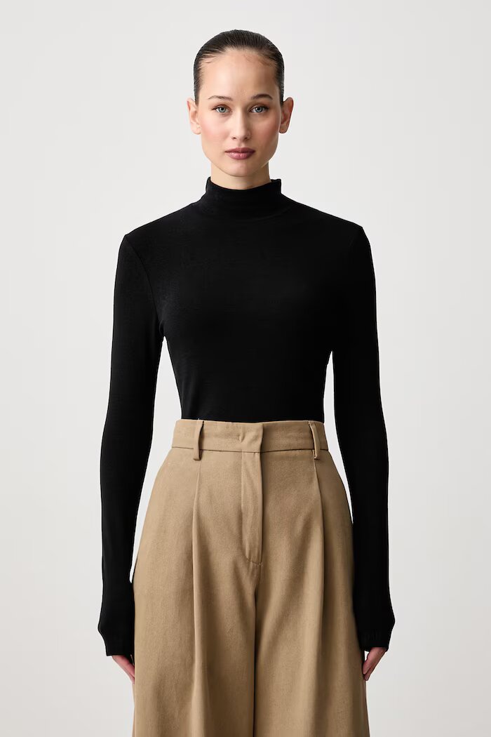 Tommy Hilfiger блуза с дълги ръкави дамска с вълна черна WW0WW52361