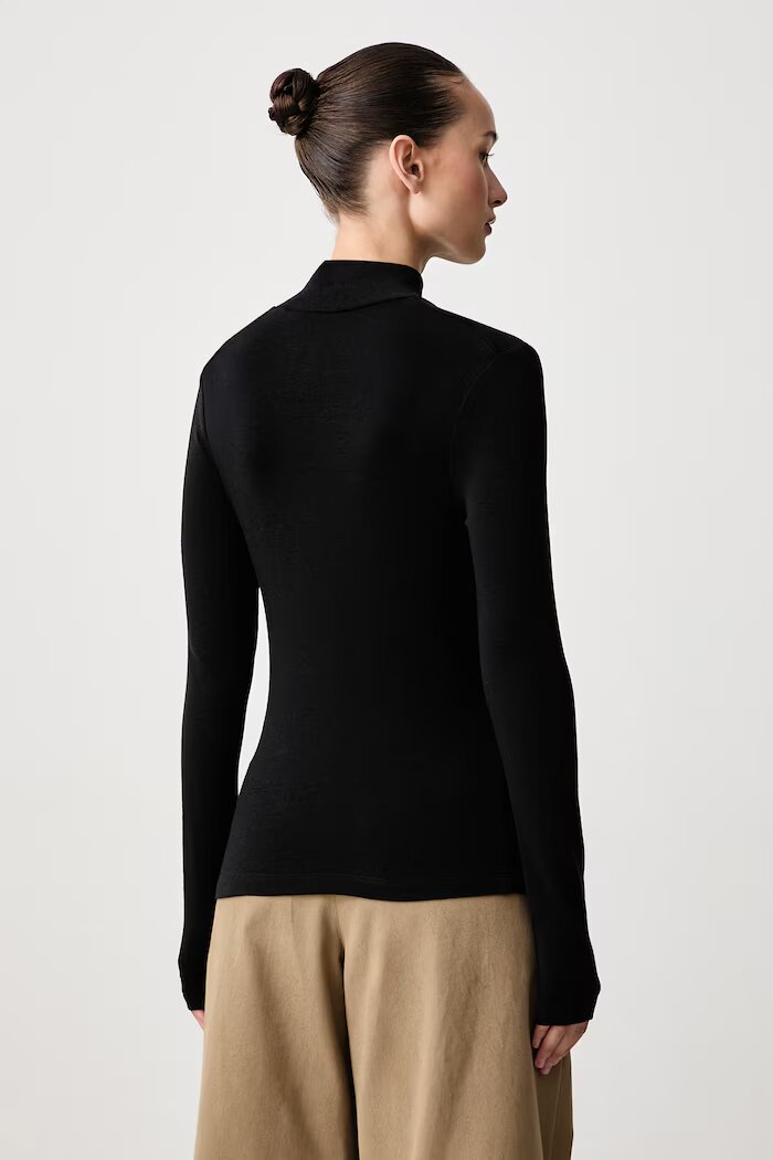 Tommy Hilfiger блуза с дълги ръкави дамска с вълна черна WW0WW52361