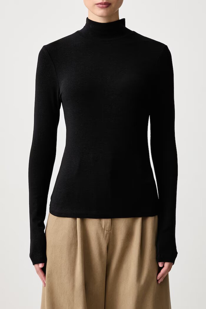 Tommy Hilfiger блуза с дълги ръкави дамска с вълна черна WW0WW52361