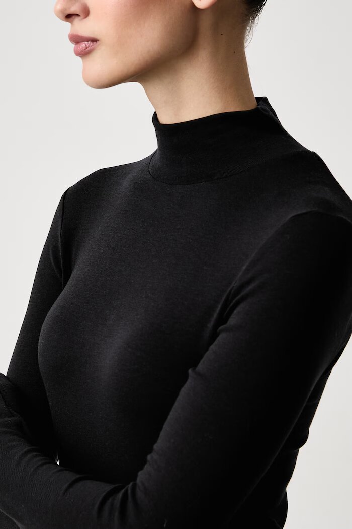 Tommy Hilfiger блуза с дълги ръкави дамска с вълна черна WW0WW52361