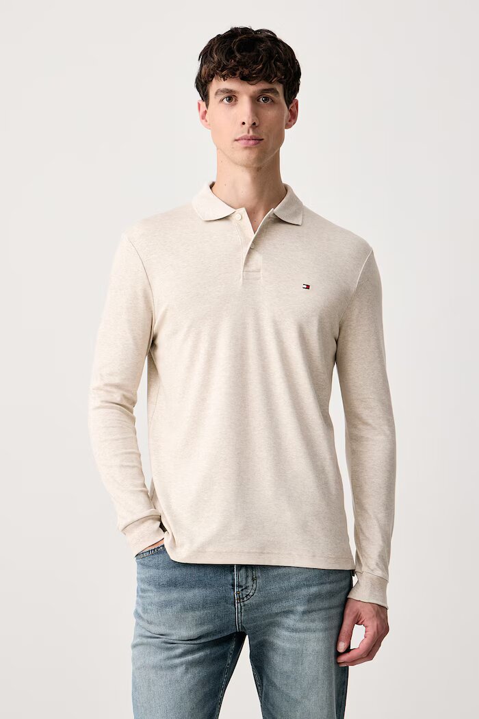 Tommy Hilfiger блуза с дълги ръкави мъжка от памук бежова MW0MW37317