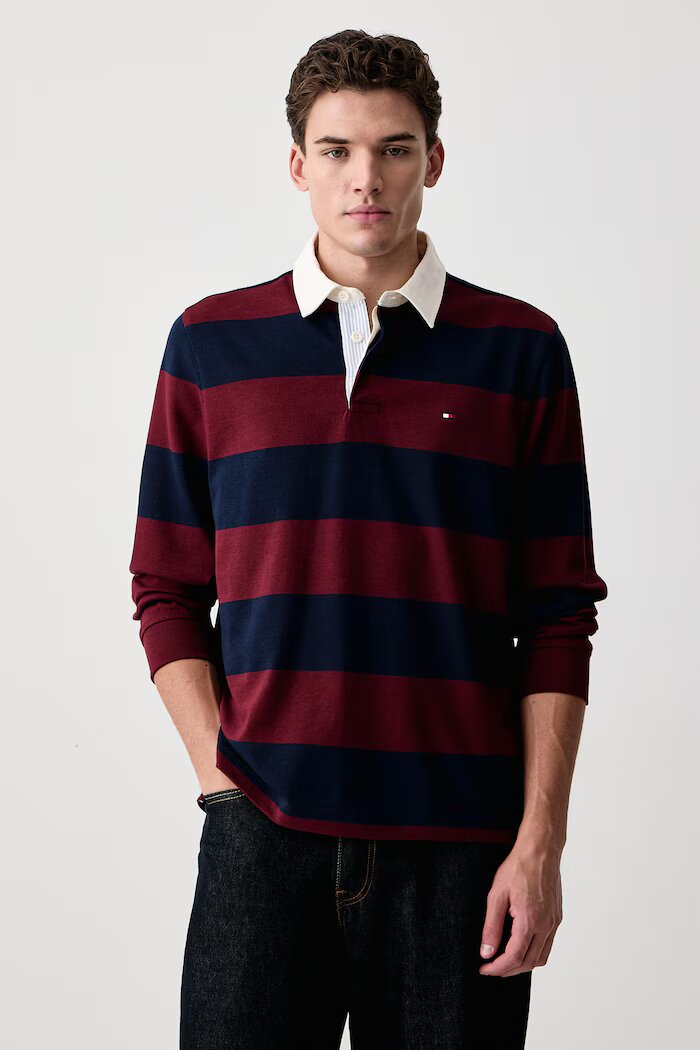 Tommy Hilfiger блуза с дълги ръкави мъжка от памук бордо MW0MW45692