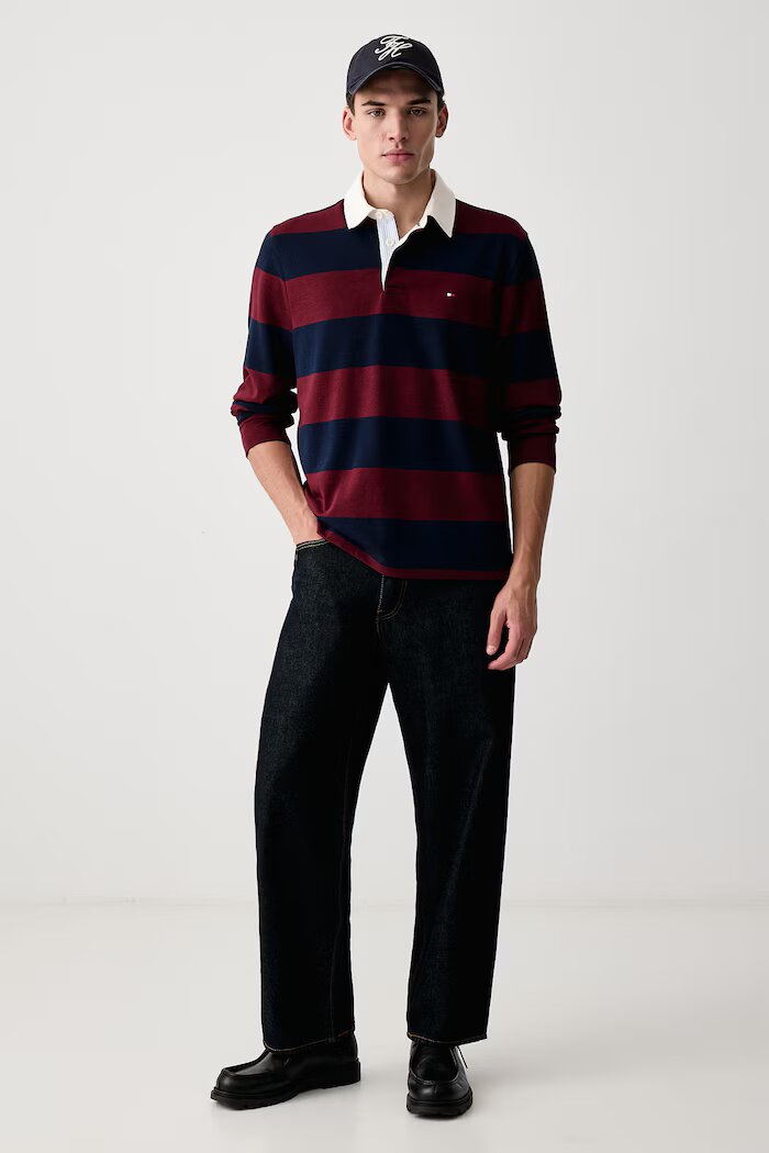 Tommy Hilfiger блуза с дълги ръкави мъжка от памук бордо MW0MW45692