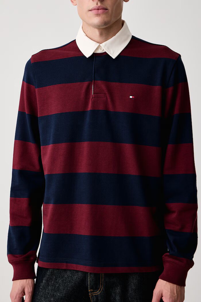 Tommy Hilfiger блуза с дълги ръкави мъжка от памук бордо MW0MW45692