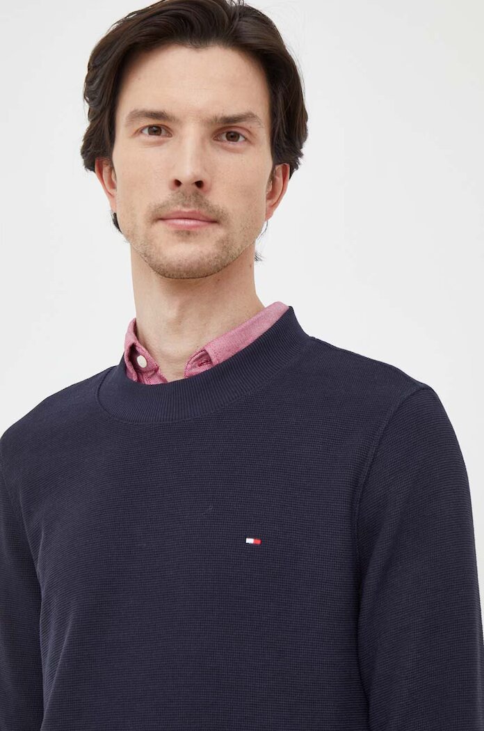 Tommy Hilfiger блуза с дълги ръкави мъжка с памук тъмносиня MW0MW34251