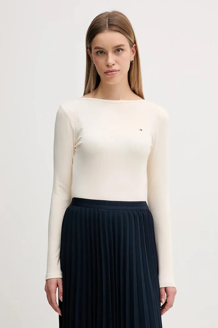 Tommy Hilfiger Блуза с дълги ръкави в бежово WW0WW47309