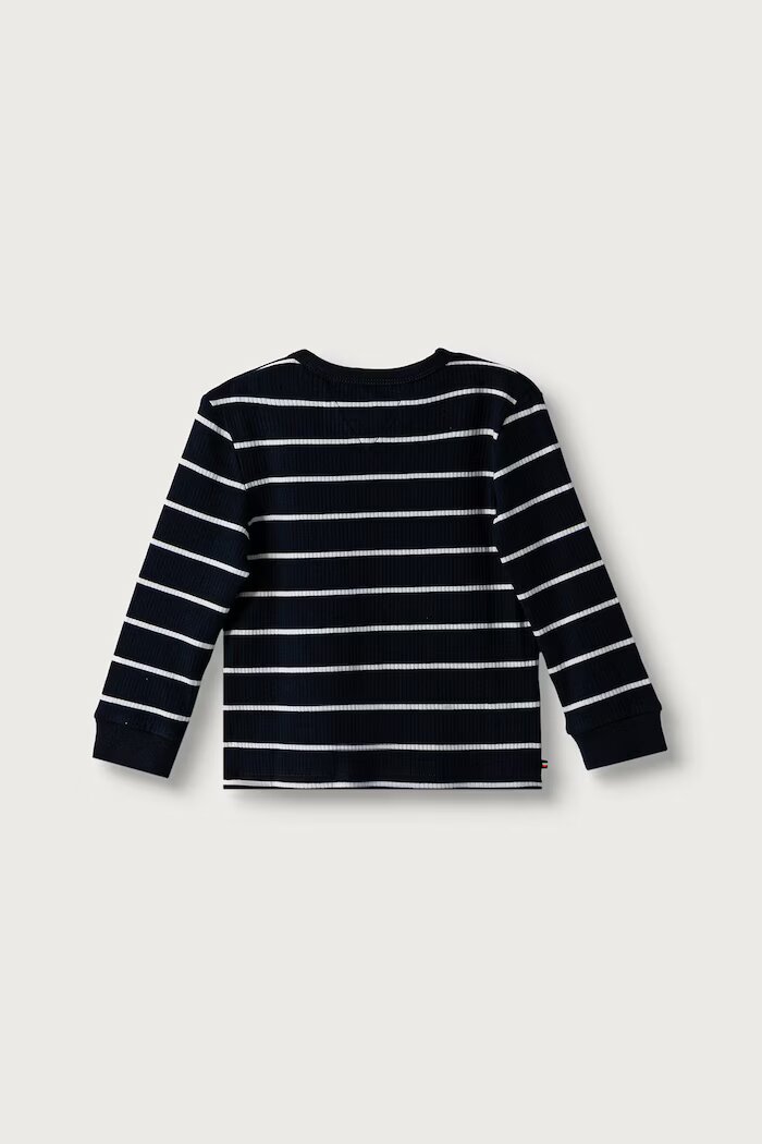 Tommy Hilfiger блуза с дълги ръкави за бебе от памук с еластан тъмносиня KN0KN02333