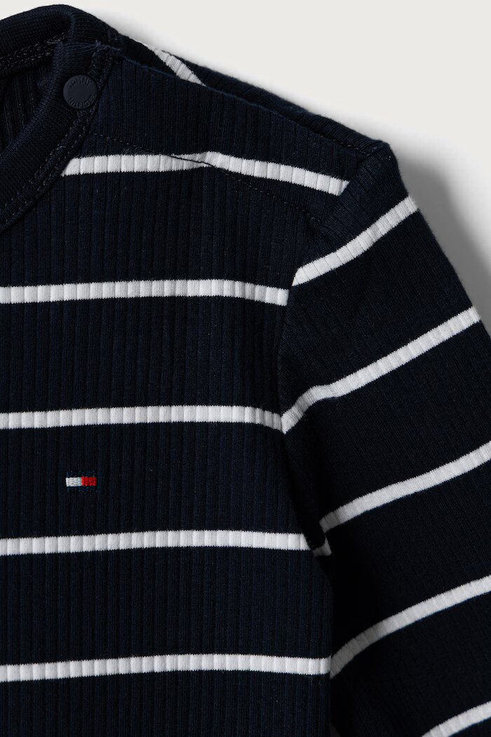 Tommy Hilfiger блуза с дълги ръкави за бебе от памук с еластан тъмносиня KN0KN02333