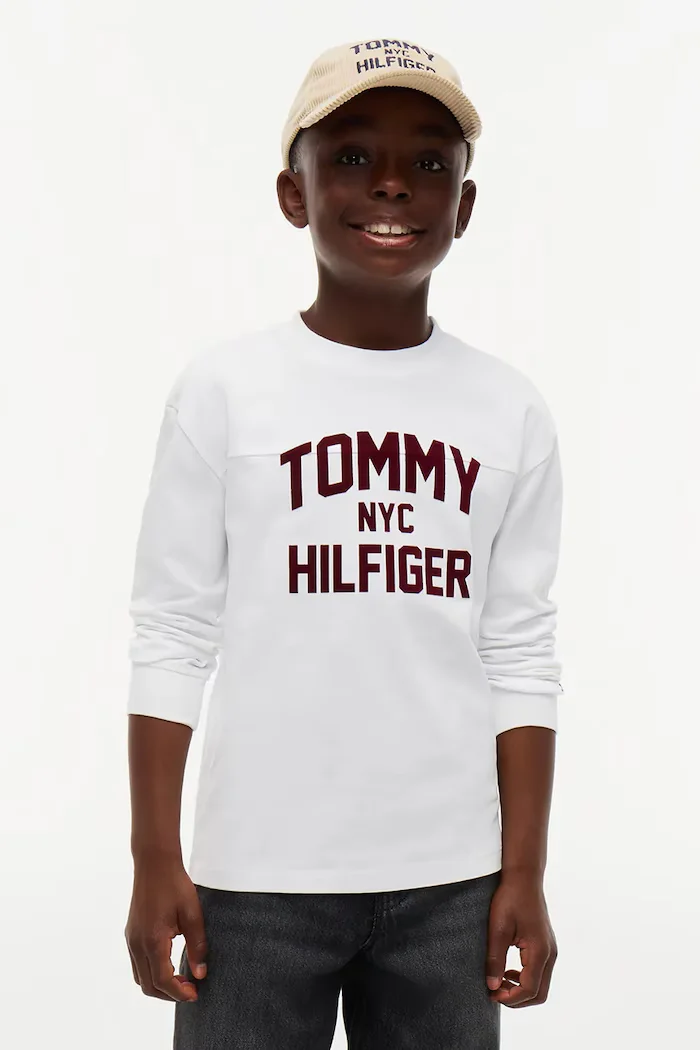 Tommy Hilfiger блуза с дълги ръкави за деца от памук бяла KB0KB10642