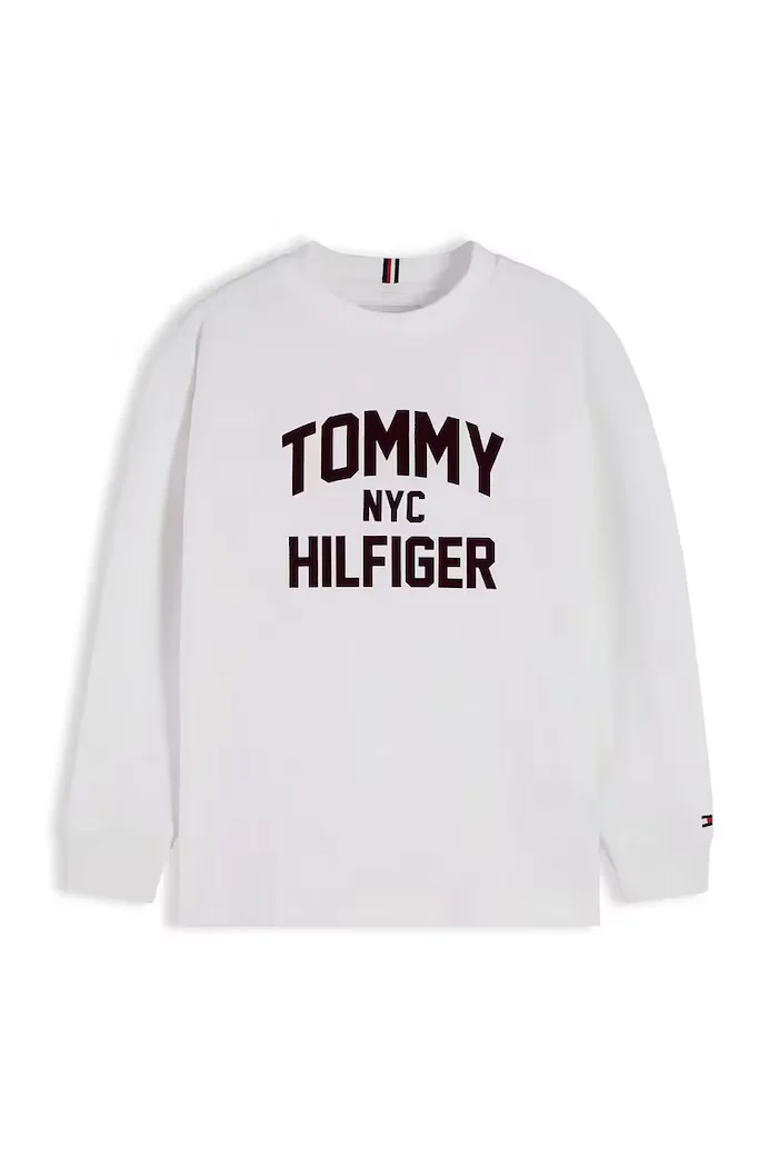 Tommy Hilfiger блуза с дълги ръкави за деца от памук бяла KB0KB10642