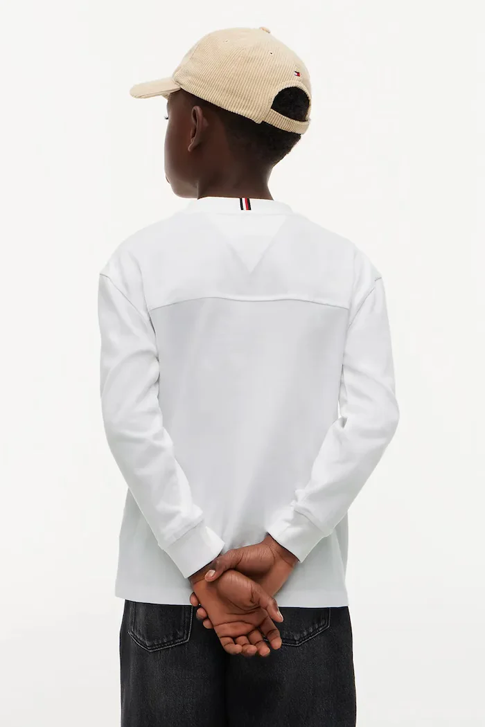 Tommy Hilfiger блуза с дълги ръкави за деца от памук бяла KB0KB10642
