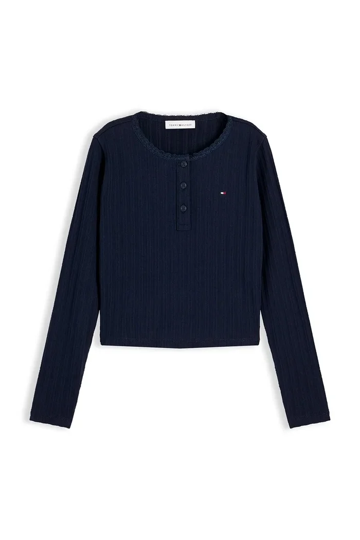 Tommy Hilfiger блуза с дълги ръкави за деца с памук тъмносиня KG0KG09463