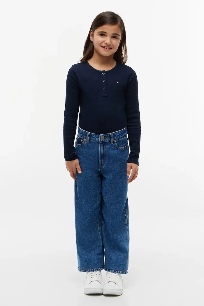 Tommy Hilfiger блуза с дълги ръкави за деца с памук тъмносиня KG0KG09463