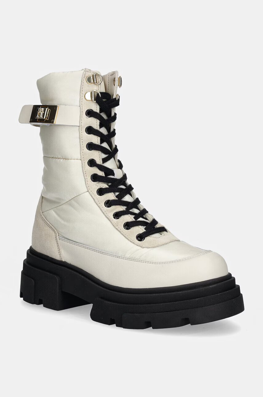 Tommy Hilfiger Боти BIKER LEATHER MIX LACE-UP