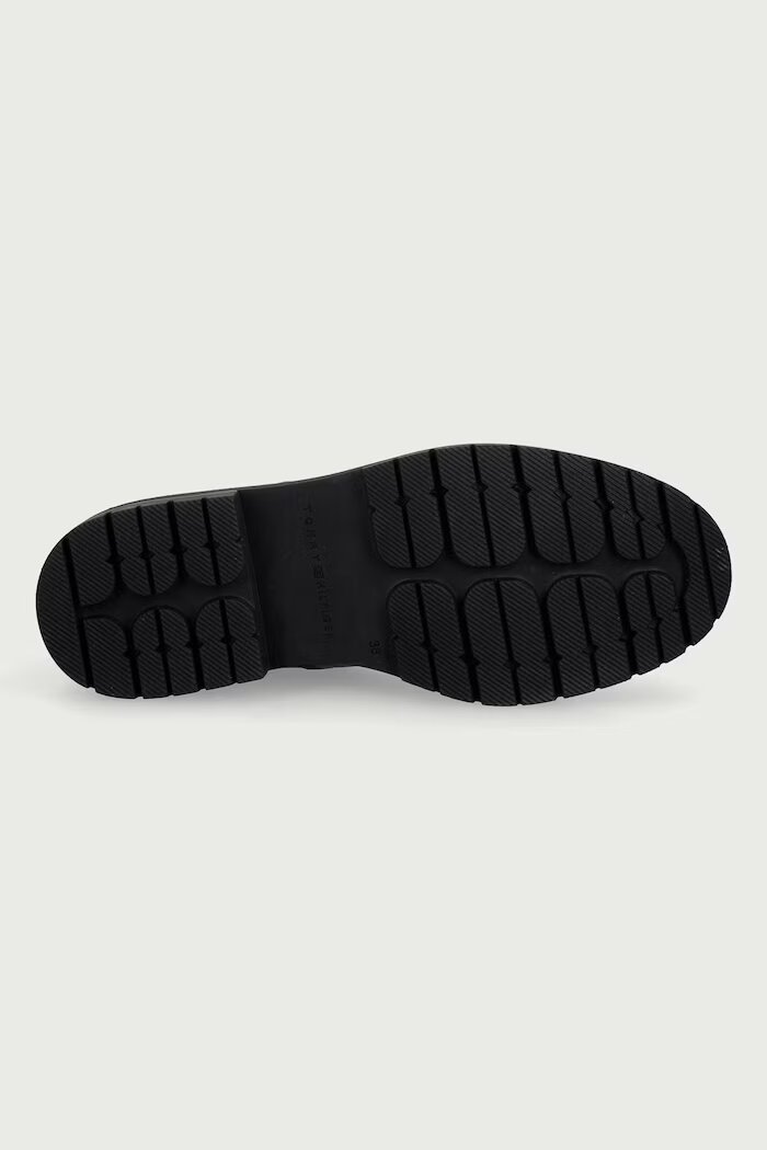Tommy Hilfiger боти челси дамски от кожа TH EMBOSS GRAIN LEATHER CHELSEA кафяви FW0FW09559