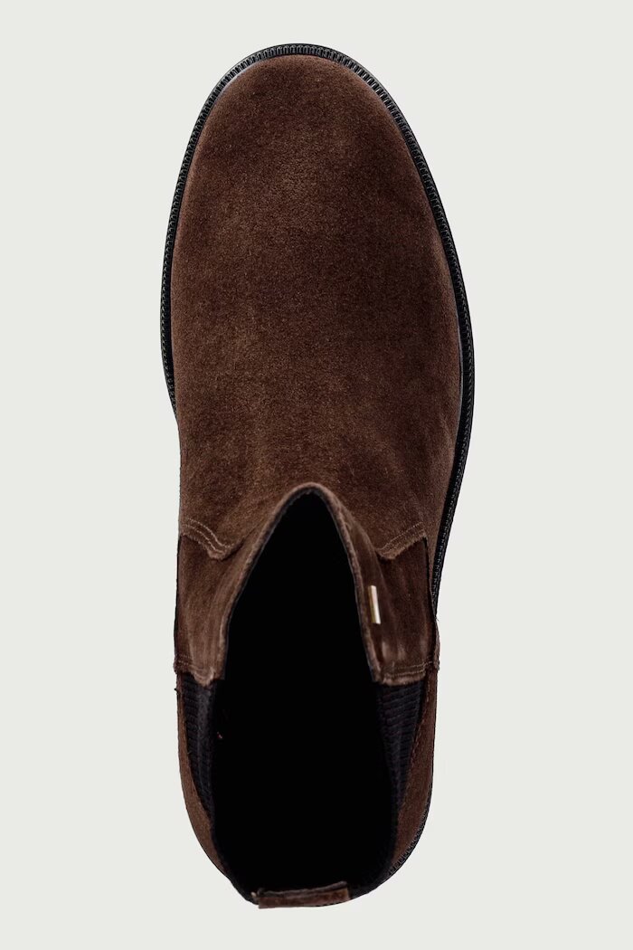 Tommy Hilfiger боти челси дамски от велур ENAMEL FLAG SUEDE ANKLE CHELSEA кафяви FW0FW09575