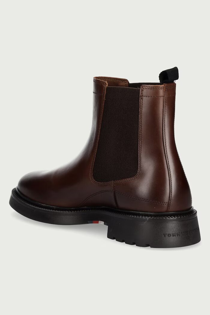 Tommy Hilfiger боти челси мъжки от кожа CORPORATE CASUAL LTH CHELSEA кафяви FM0FM05966