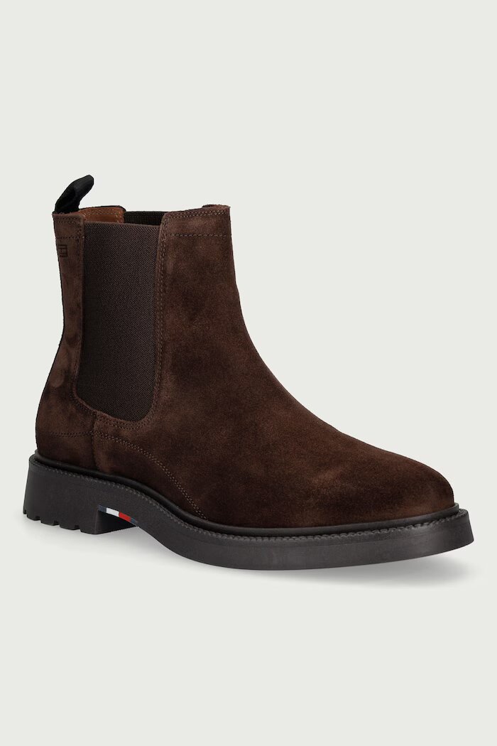 Tommy Hilfiger боти челси мъжки от велур CORPORATE CASUAL SUEDE CHELSEA кафяви FM0FM05952