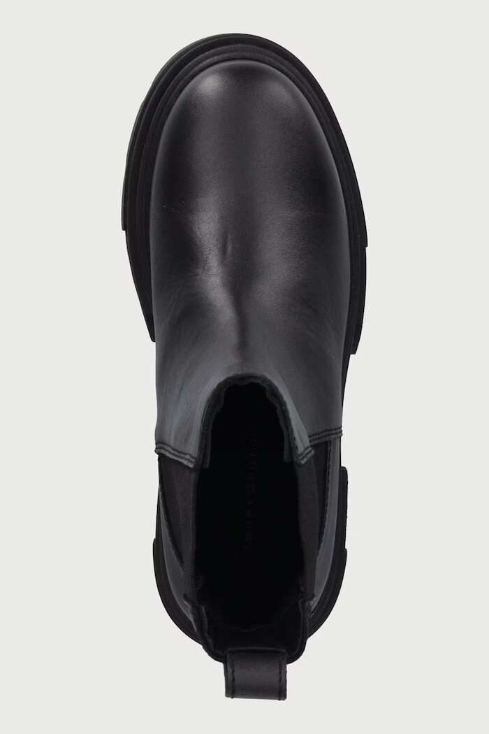 Tommy Hilfiger боти челси с платформа дамски от кожа LEATHER CHUNKY CHELSEA BOOT черни FW0FW09679