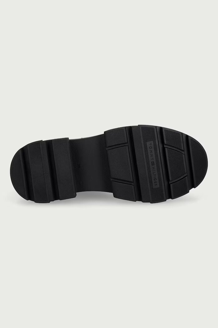 Tommy Hilfiger боти челси с платформа дамски от кожа LEATHER CHUNKY CHELSEA BOOT черни FW0FW09679