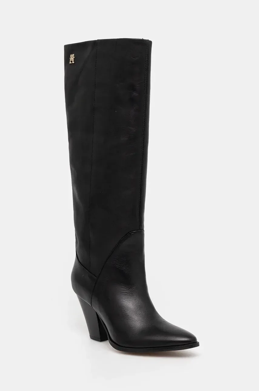 Tommy Hilfiger Ботуши HIGH COWBOY HEEL BOOT LEATHER