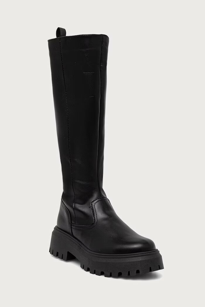 Tommy Hilfiger ботуши под коляното дамски TH STAMP WARM KNEE RAIN BOOT черни FW0FW09678