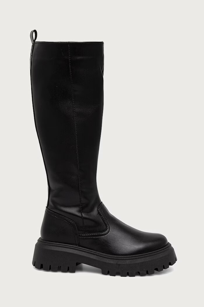 Tommy Hilfiger ботуши под коляното дамски TH STAMP WARM KNEE RAIN BOOT черни FW0FW09678