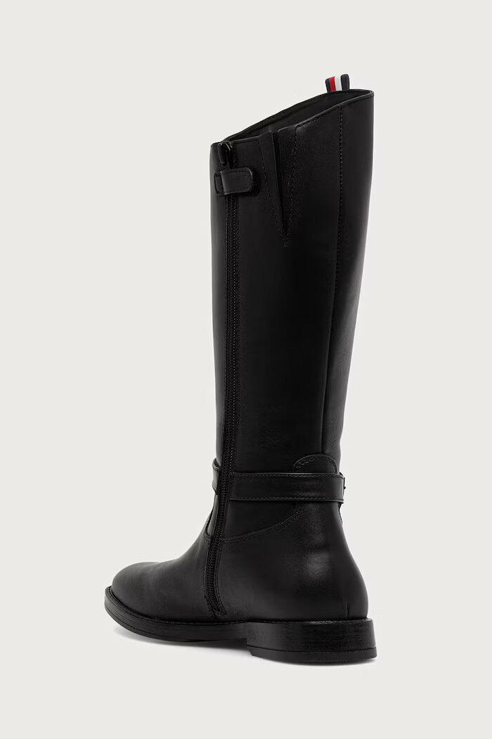 Tommy Hilfiger ботуши под коляното за деца от кожа черни T4A6-35186