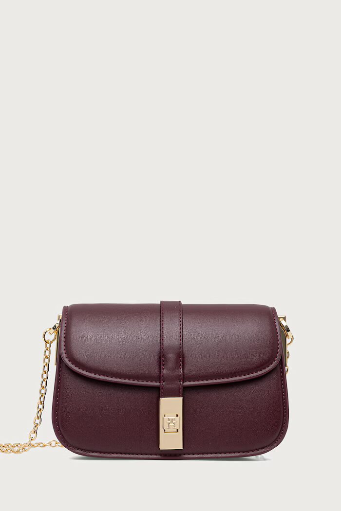 Tommy Hilfiger чанта crossbody дамска от имитация на кожа бордо AW0AW19319