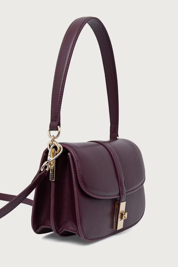 Tommy Hilfiger чанта crossbody дамска от имитация на кожа бордо AW0AW19321