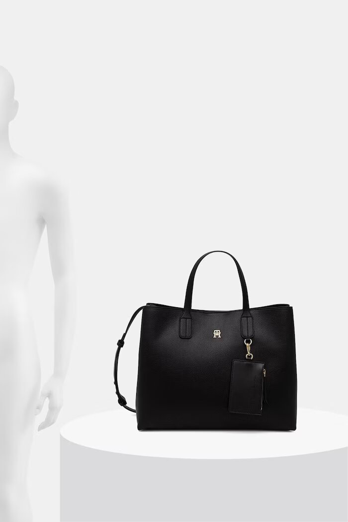 Tommy Hilfiger чанта дамска от имитация на кожа черна AW0AW18723