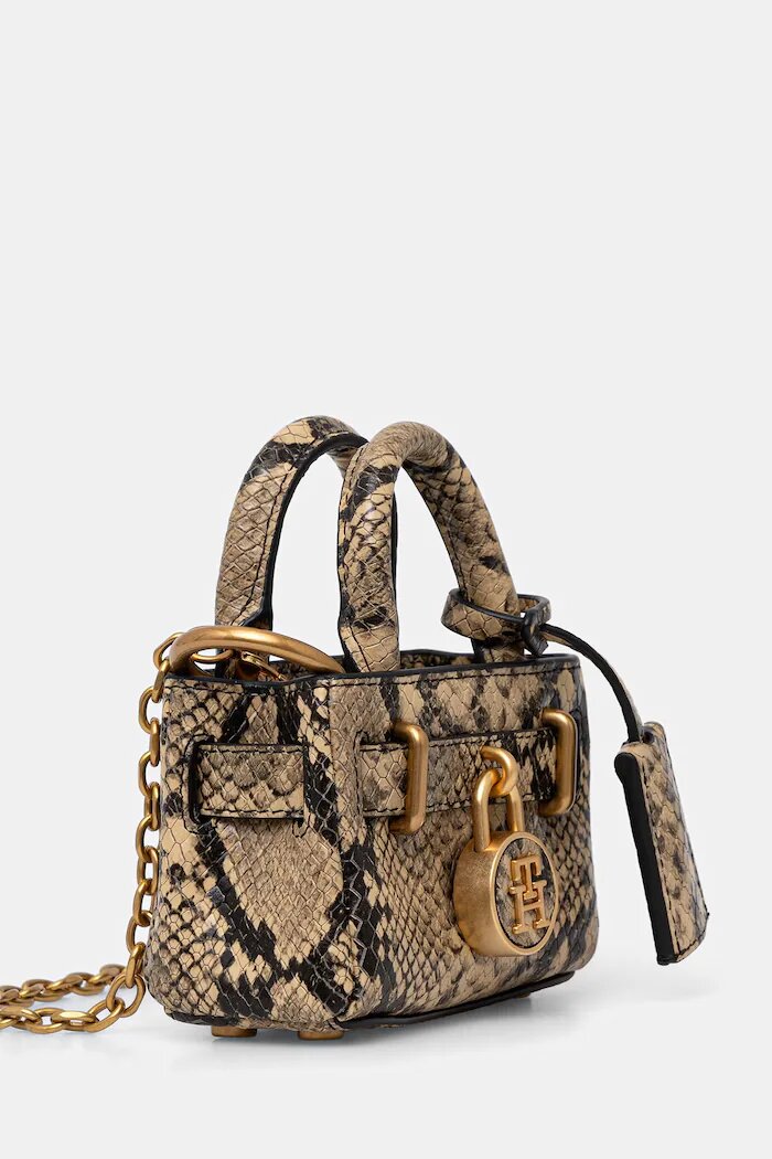 Tommy Hilfiger чанта дамска от кожа бежова AW0AW18715
