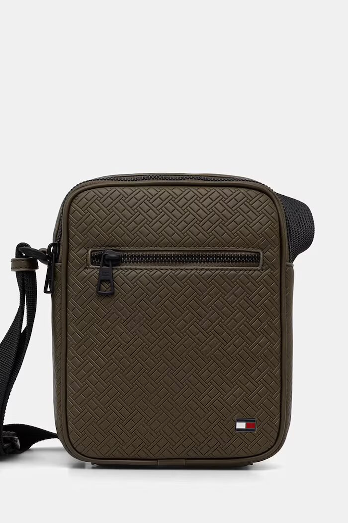 Tommy Hilfiger Чанта през рамо мъжка от имитация на кожа зелена AM0AM14193