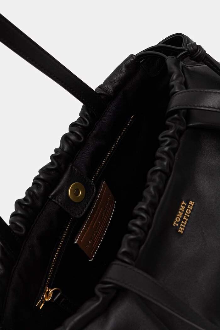 Tommy Hilfiger чанта с дълга дръжка дамска от кожа черна AW0AW19223