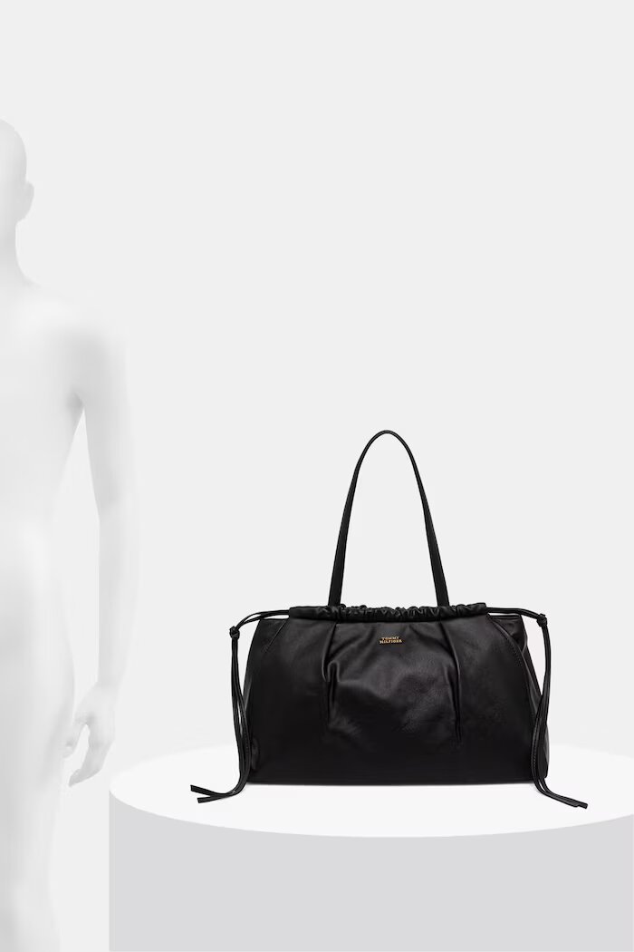 Tommy Hilfiger чанта с дълга дръжка дамска от кожа черна AW0AW19223