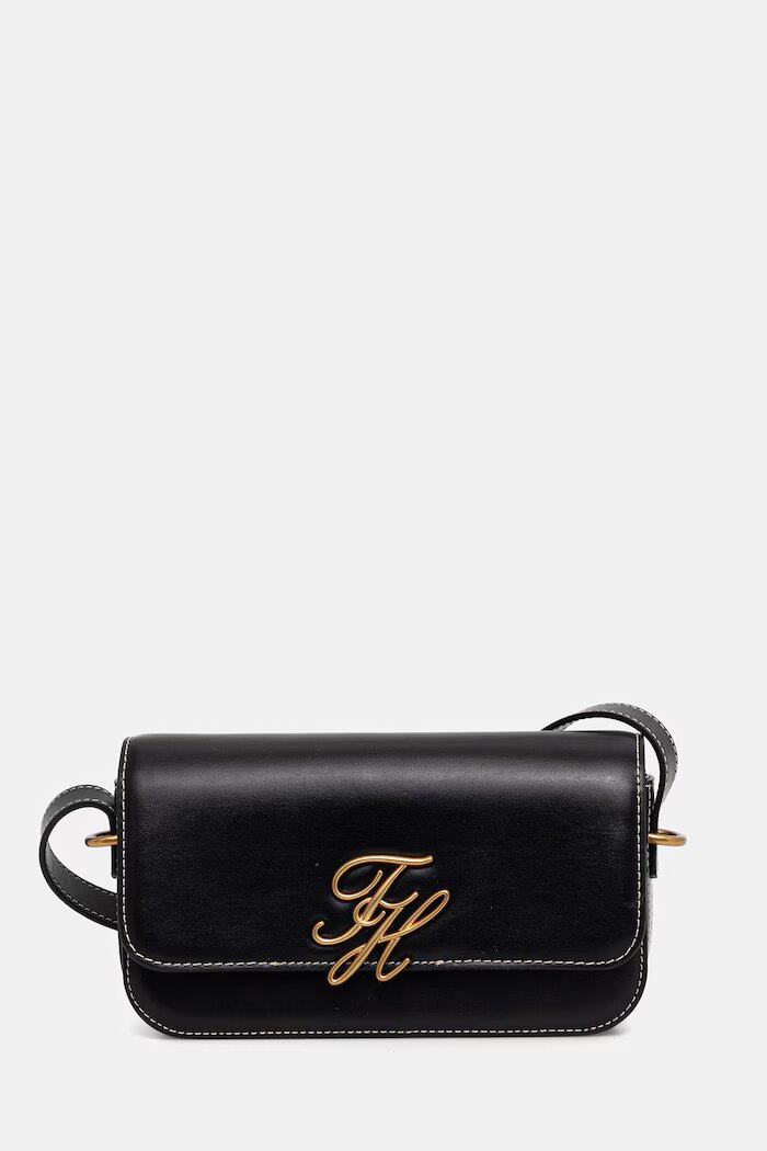 Tommy Hilfiger чанта с регулируема дръжка дамска от кожа черна AW0AW18399