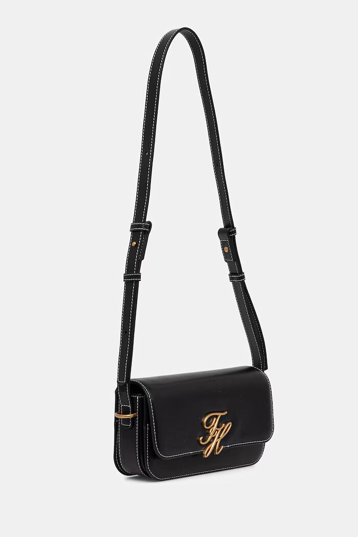 Tommy Hilfiger чанта с регулируема дръжка дамска от кожа черна AW0AW18399