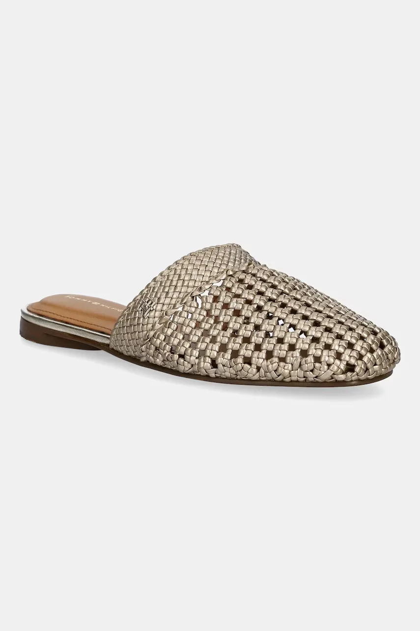 Tommy Hilfiger Чехли CROCHET METALLIC LEATHER MULE