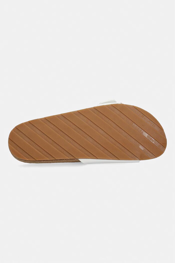 Tommy Hilfiger чехли дамски от кожа TH CLASSIC CORK SANDAL PEARL LTH бели FW0FW09344