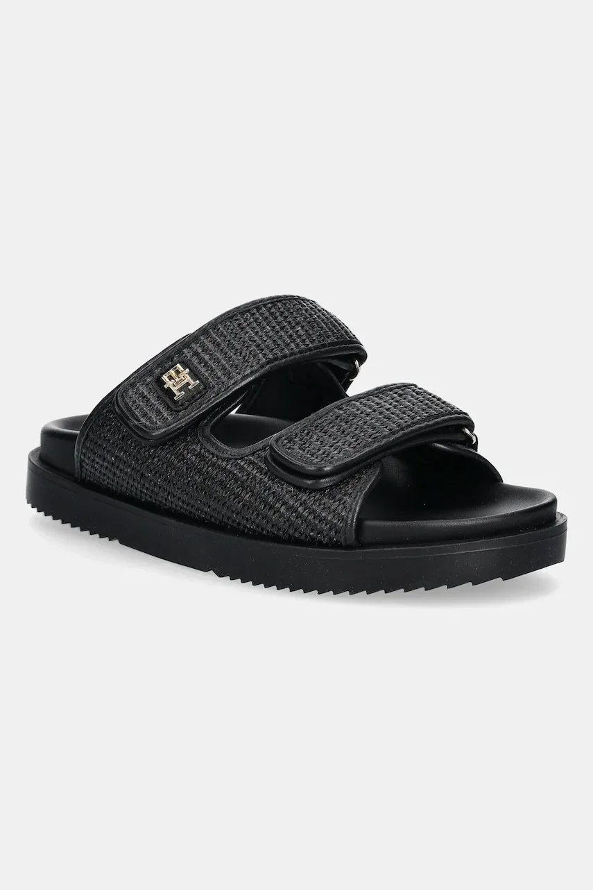 Tommy Hilfiger Чехли TH DOUBLE STRAP RAFFIA SANDAL