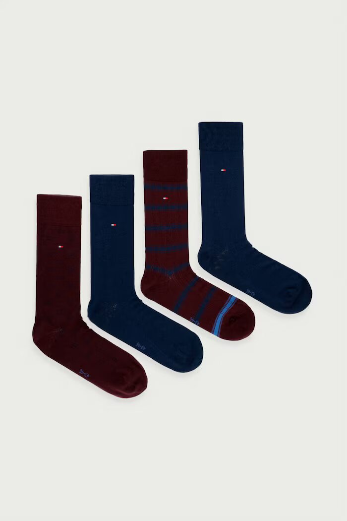 Tommy Hilfiger чорапи мъжки с памук 4 броя бордо 701244104
