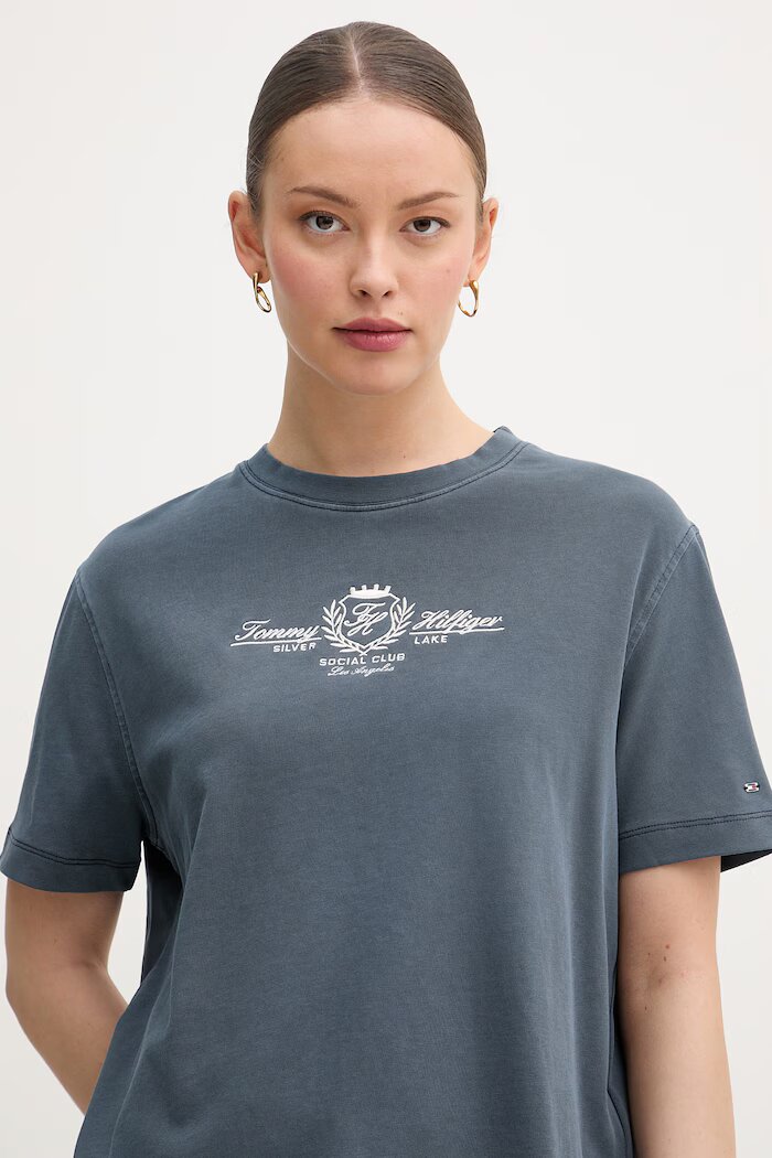 Tommy Hilfiger дамска тениска от памук тъмносиня WW0WW48713
