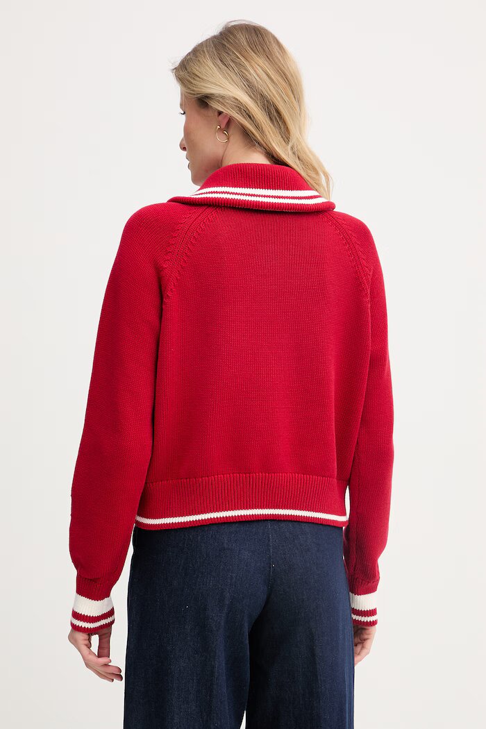 Tommy Hilfiger дамски пуловер от памук червен WW0WW48478