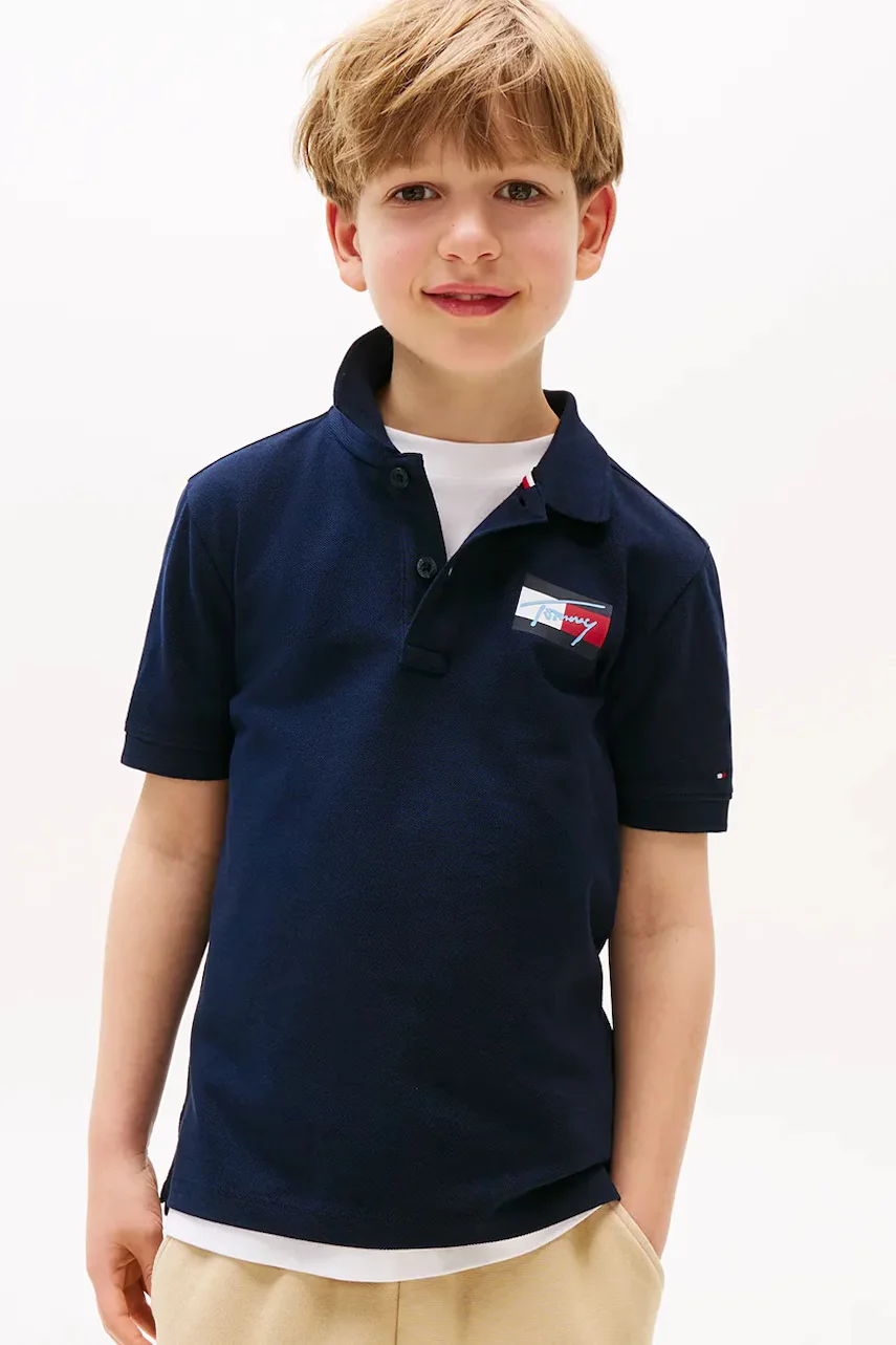 Tommy Hilfiger Детска памучна тениска с яка