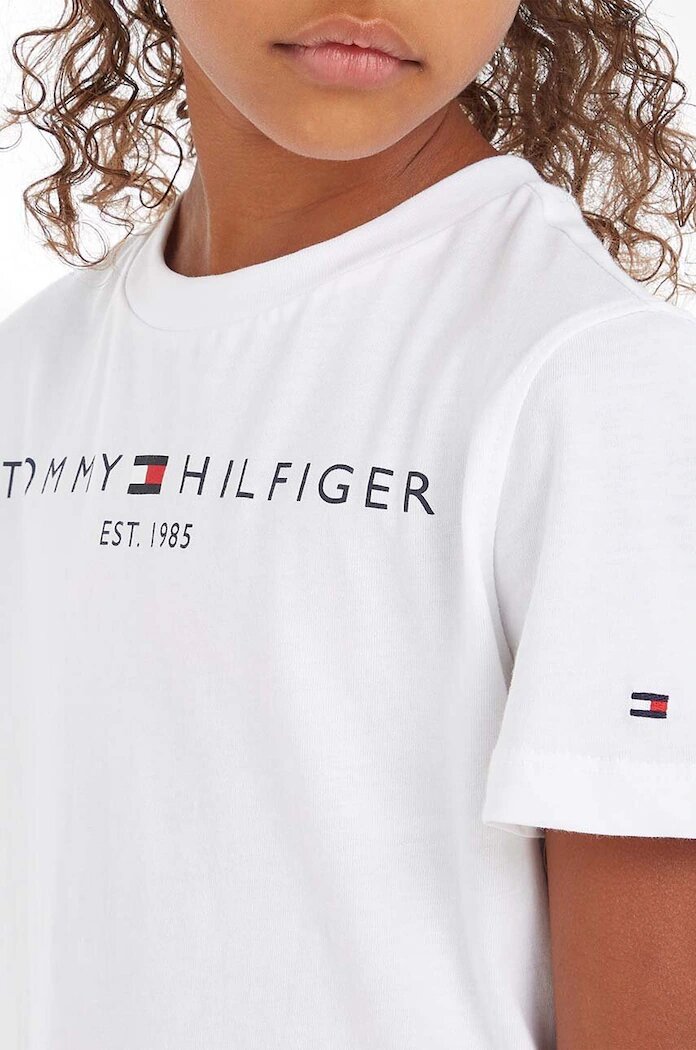 Tommy Hilfiger Детска памучна тениска в бяло с принт KS0KS00210