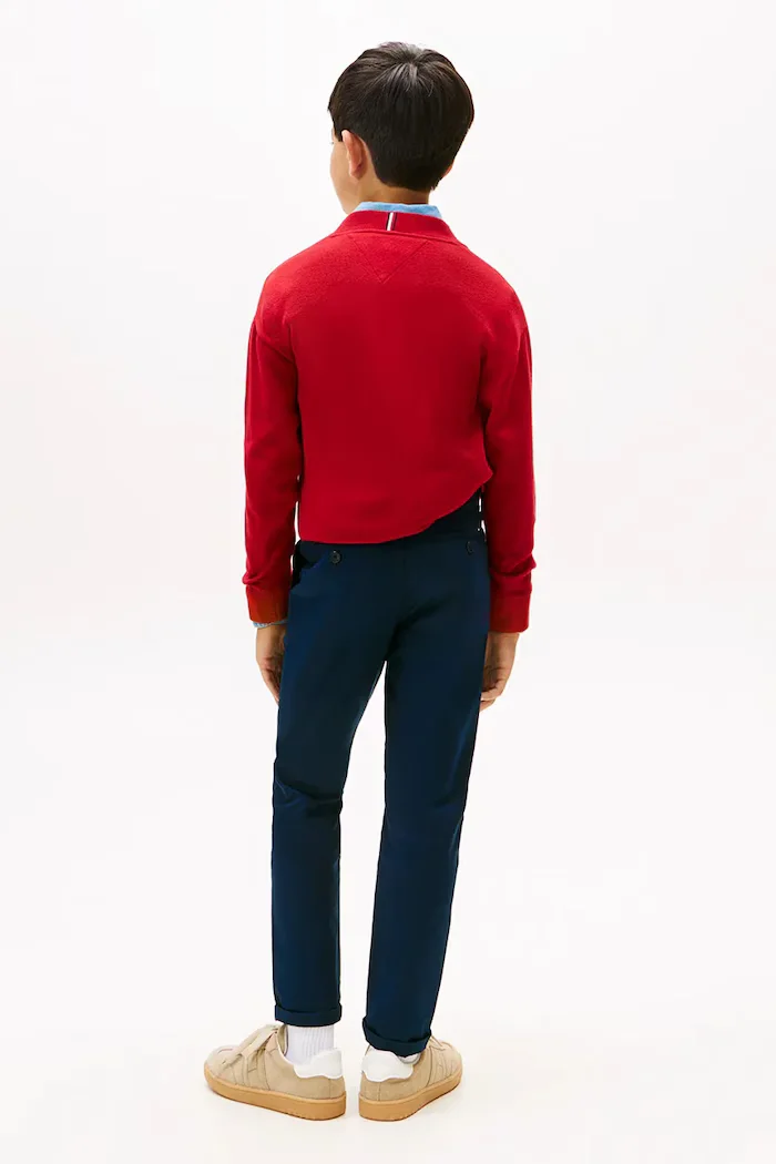 Tommy Hilfiger Детски панталон с памук в тъмносиньо с изчистен дизайн KB0KB09638