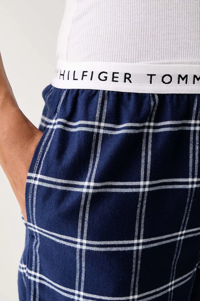 Tommy Hilfiger долнище на пижама дамско от памук тъмносиньо UW0UW06624
