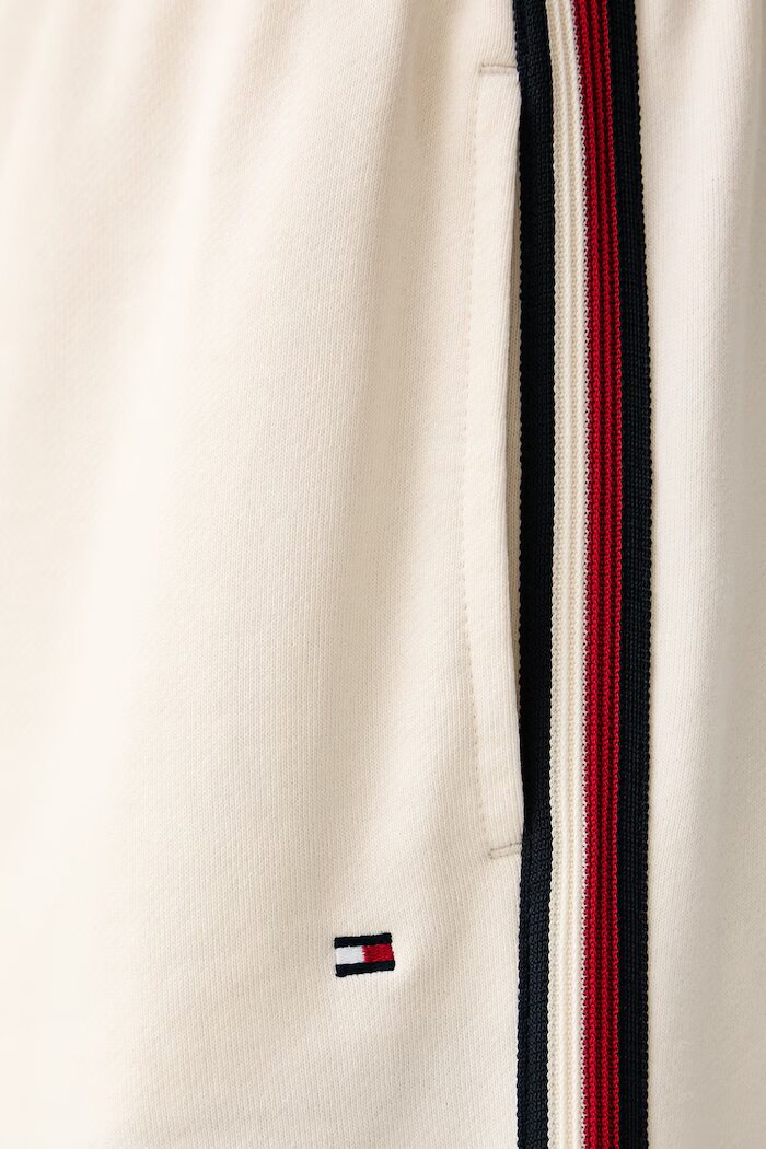 Tommy Hilfiger домашен панталон дамски от памук бежов с висока талия UW0UW06628