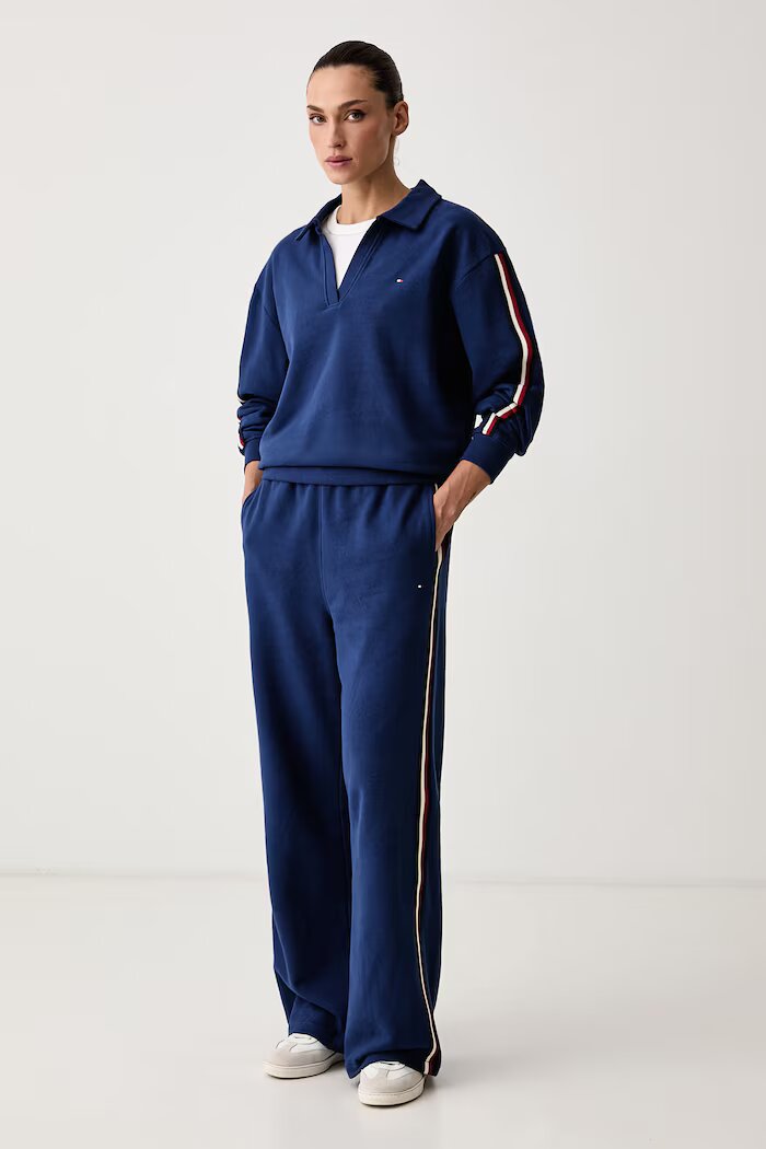 Tommy Hilfiger домашен суичър дамски от памук син UW0UW06629