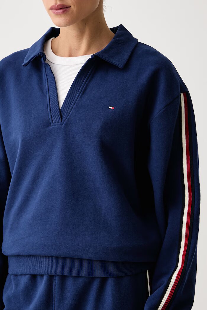 Tommy Hilfiger домашен суичър дамски от памук син UW0UW06629